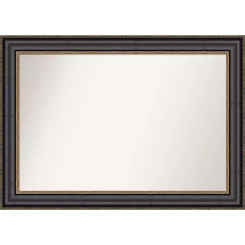 42 x 30 Non-Beveled Thomas Black Bronze Wall Mirror - Amanti Art: Modern Style, Polystyrene Frame, Includes Mount Hardware