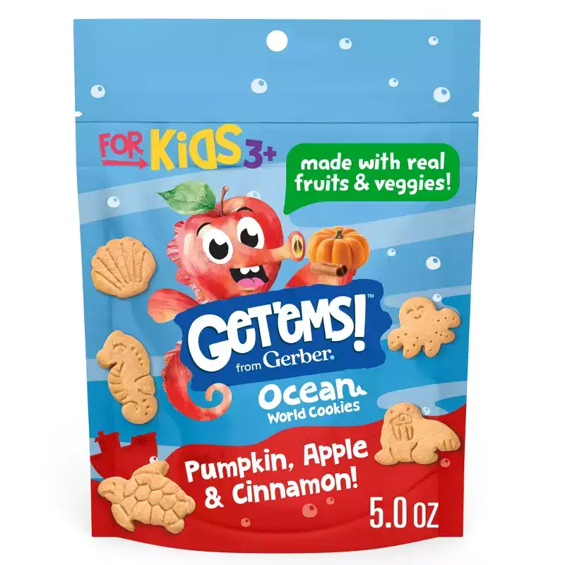 Get'ems! from Gerber Ocean World Pumpkin Apple Cinnamon Crackers Kids Lunch Snacks - 5oz