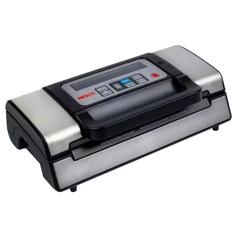 NESCO Deluxe Vacuum Sealer: Silver, Plastic, 1-Year Warranty, 15.75" Depth, 8" Width, 4.5" Height, 6.05 lbs, No Battery