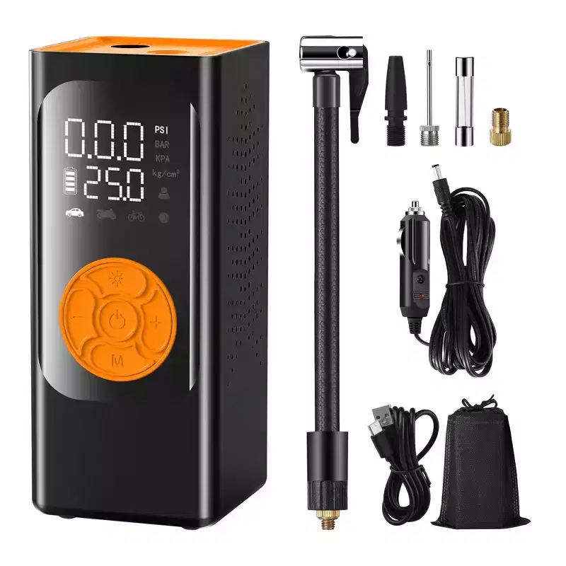 Tire Inflator Portable Air Compressor Cordless Air Pump with Digital Pressure Gauge LED Light Auto Shut Off for Car Bike Ball