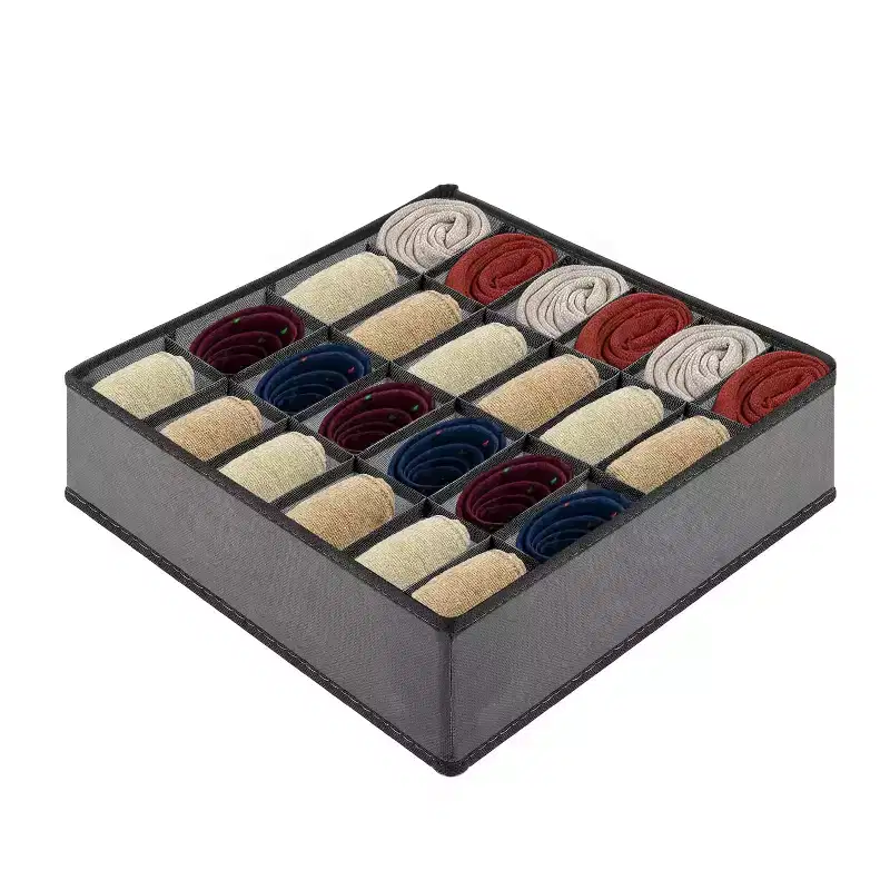 Garnen Drawer Organizer Clothes, 24 Cell Dresser Organizer Bins Divider for Socks Underwear Organizers, Baby Nursery Closet Organizer & Storage, Gray