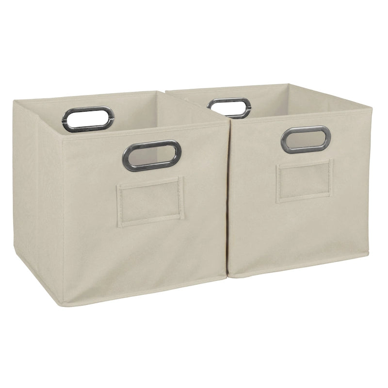 Set of 2 Foldable Fabric Storage Bins - Natural