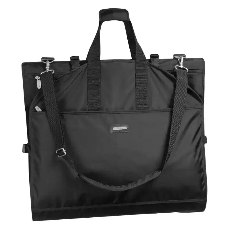 WallyBags 66 Premium Tri-Fold Carry On Destination Wedding Gown Travel Bag with multiple pockets and shoulder strap