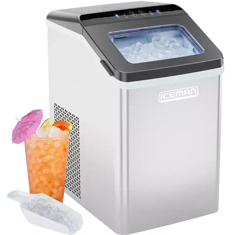 ICEMAN Pebble Countertop Ice Maker with Ice Scoop and Basket - Stainless Steel