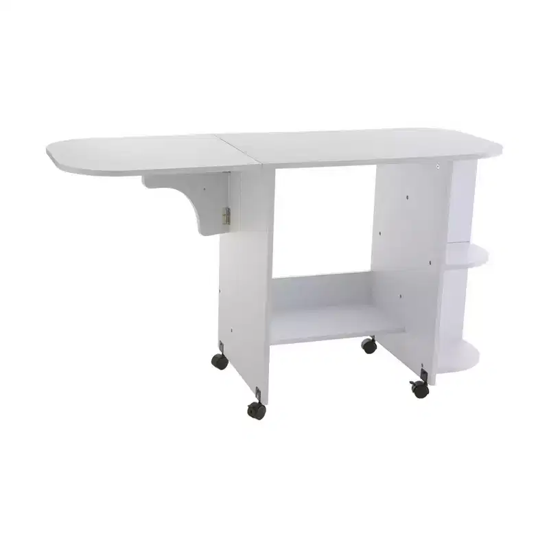 White Expandable Rolling Sewing Table &ndash; 1 Person