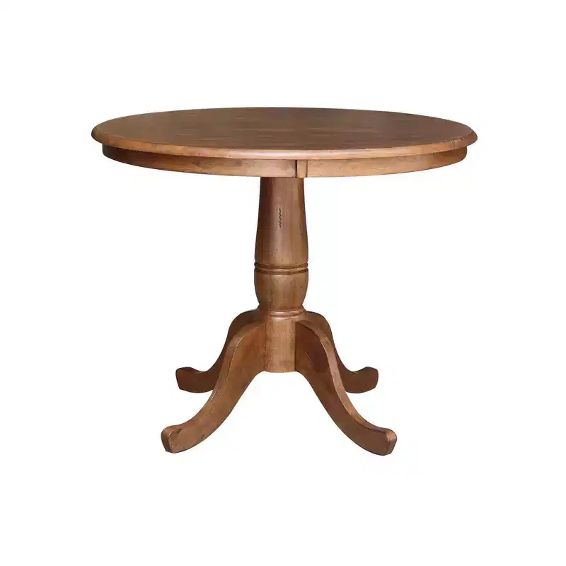 29.1" Dining Tables Round Top Carson Pedestal Distressed Oak
