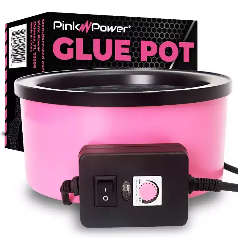 Pink Power Electric Hot Glue Pot for Crafts with Adjustable Temp 225-400 F - 160ml Hot Glue Skillet for Crafting - Mini Electric Glue Skillet