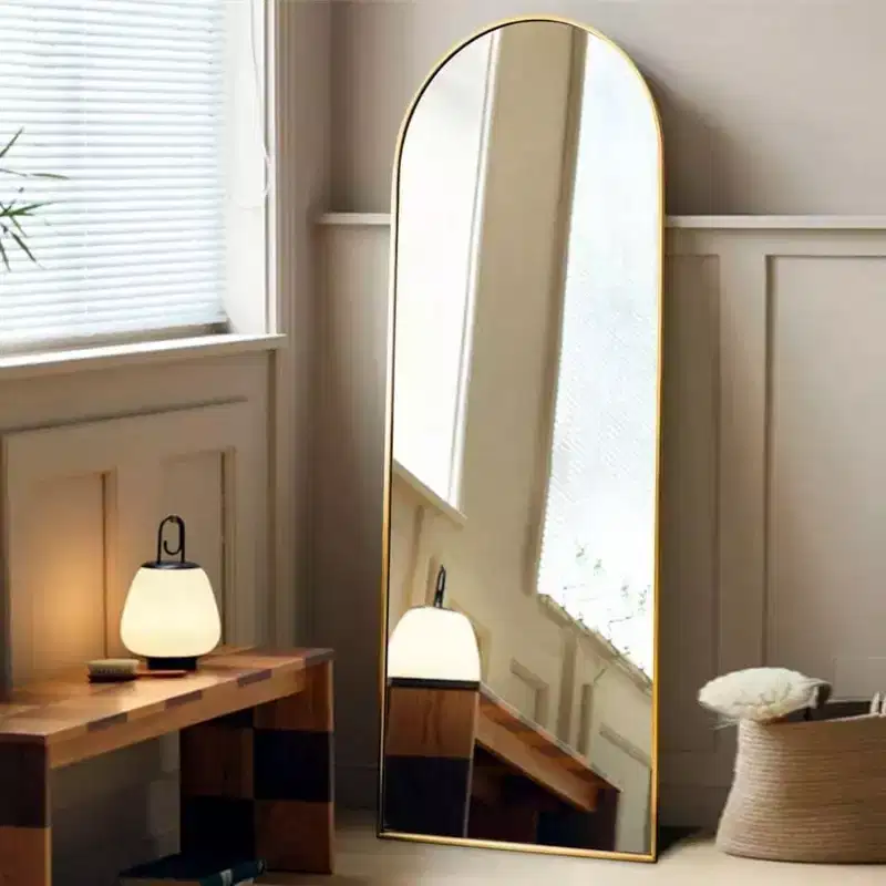 Gold Arched Full-Length Mirror, Metal Frame, Single