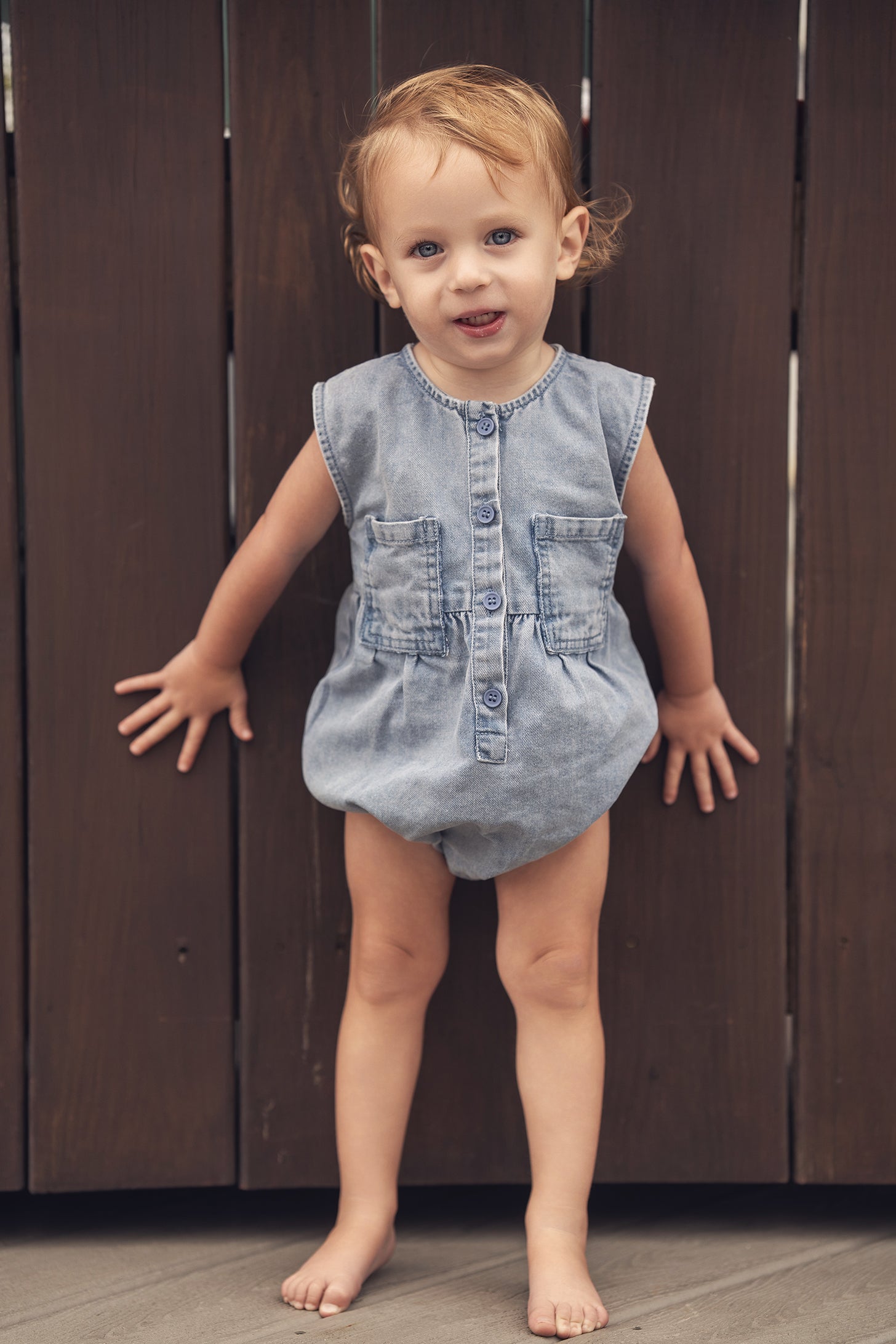 Blue Denim Romper for Baby Boys