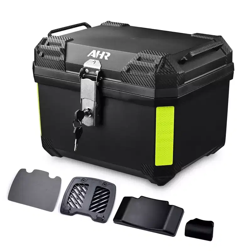 AHR 45L Motorcycle Top Case Tour Tail Box Scooter Trunk Storage Backrest White