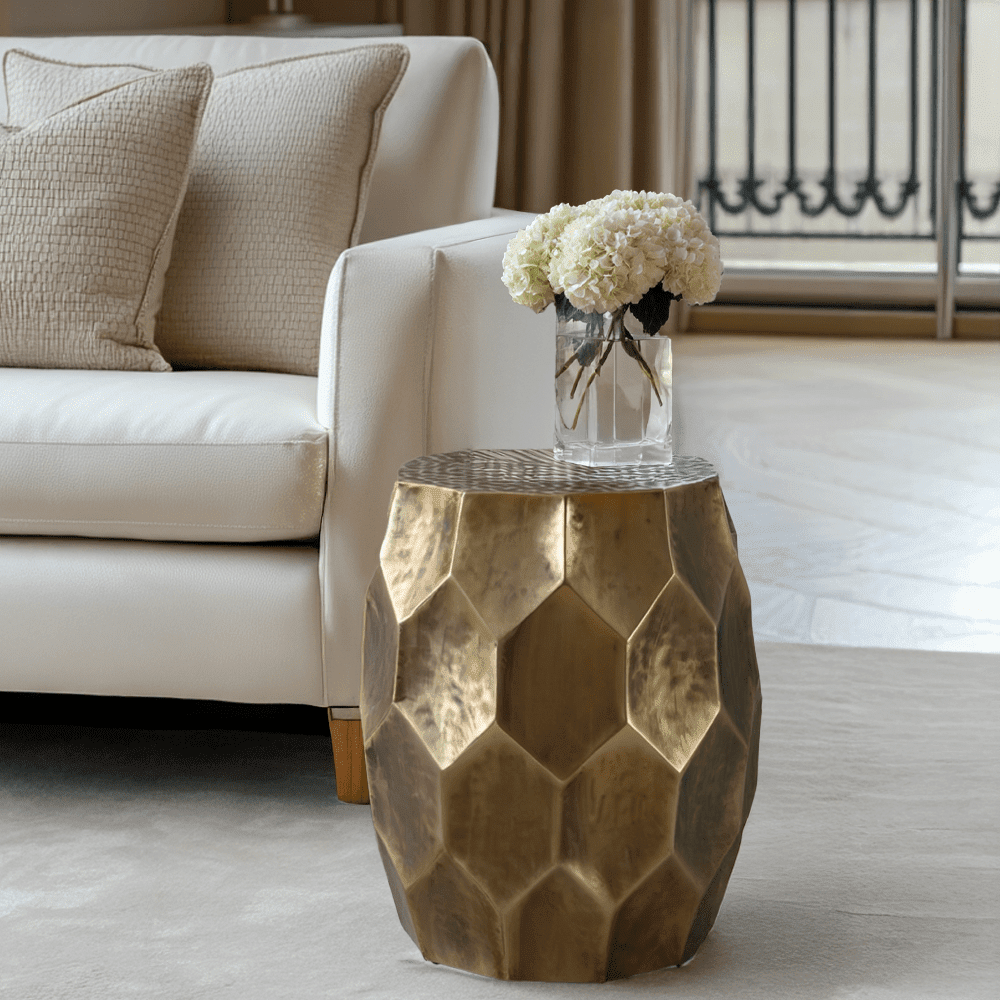 Antique Gold Round Side Table