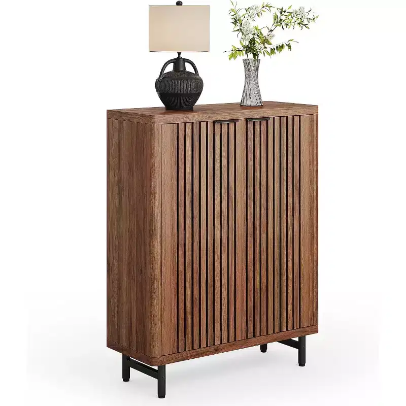 Lantine 6-Tier Shoe Cabinet with Doors for 24 Pairs, Large Wooden Cabinet with Adjustable Shelves for Entryway, Hallway, Brown