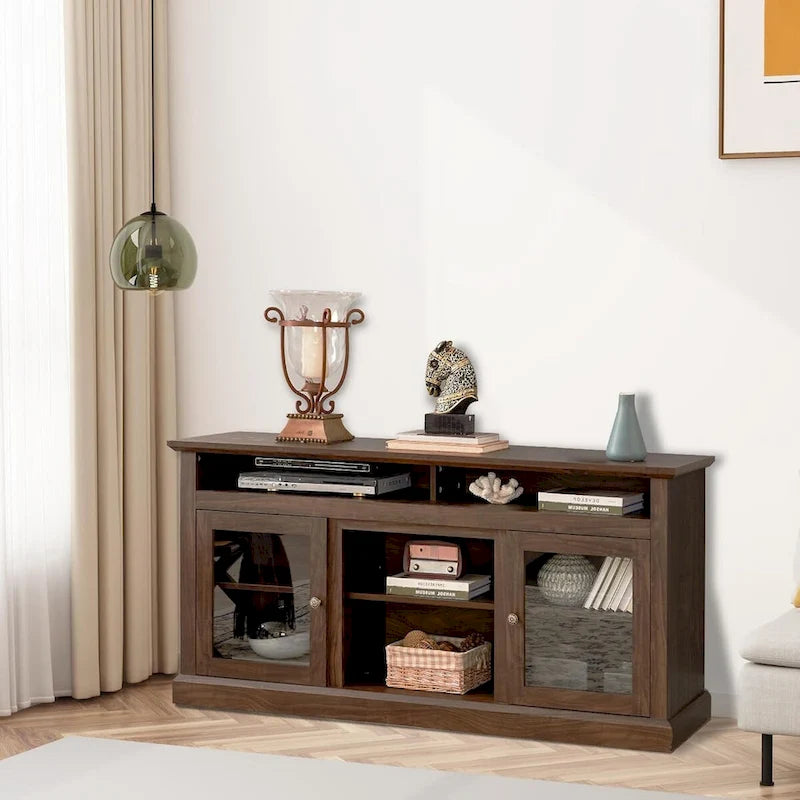 Contemporary TV Media Stand, Modern Entertainment Console, Up to 65" TV, Open & Closed Storage