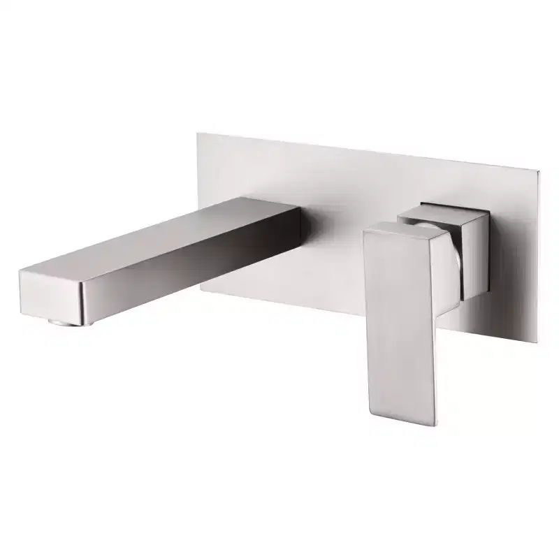SUMERAIN Wall Mount Bathroom Sink Faucet Brushed Nickel Single Handle with Rough-in Valve