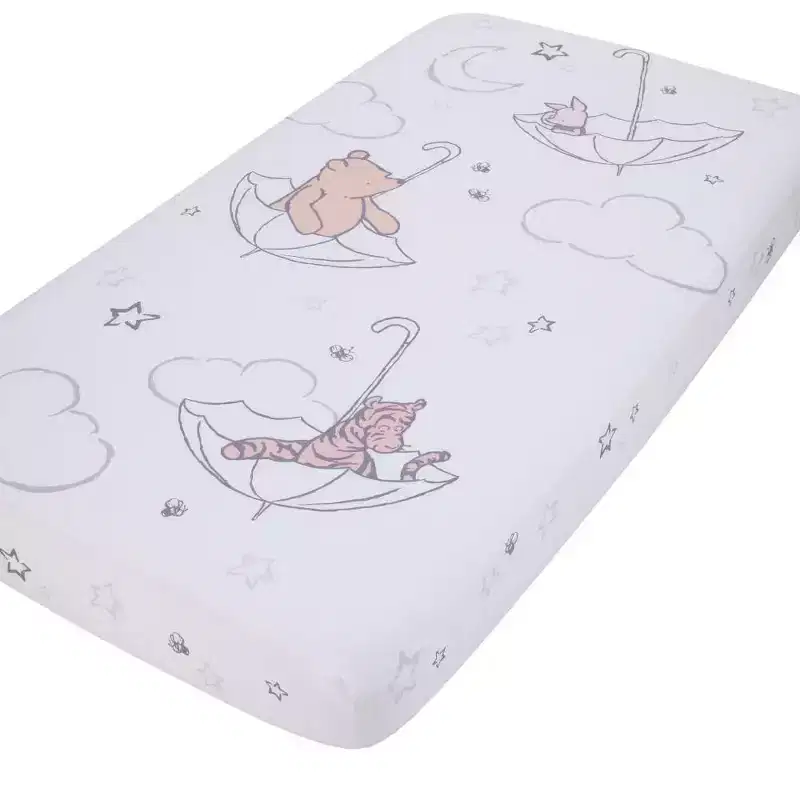 Disney Baby Winnie The Pooh Photo Op Fitted Crib Sheet - Ivory/Tan/White: 150 Thread Count, Animals Pattern