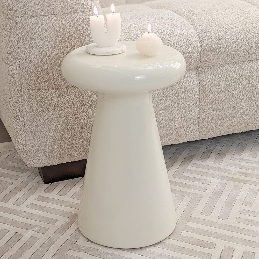 Cream Indoor/Outdoor Round Side Table