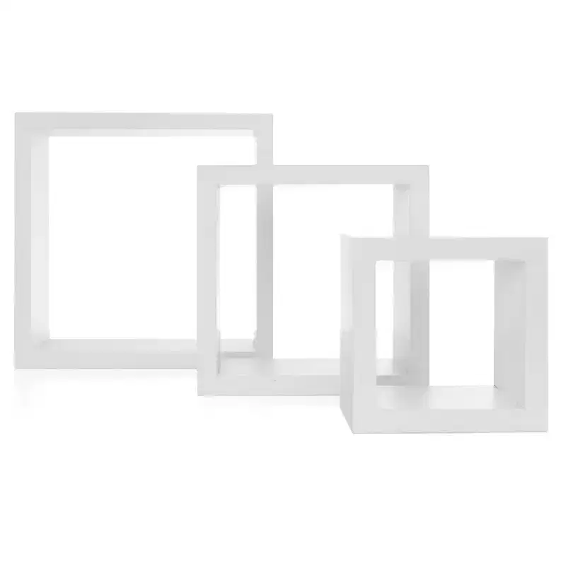 Nexxt Set of 3 Cubbi Floating Wall Shelves White: Wood Composite Wall Cubes, No Assembly Required