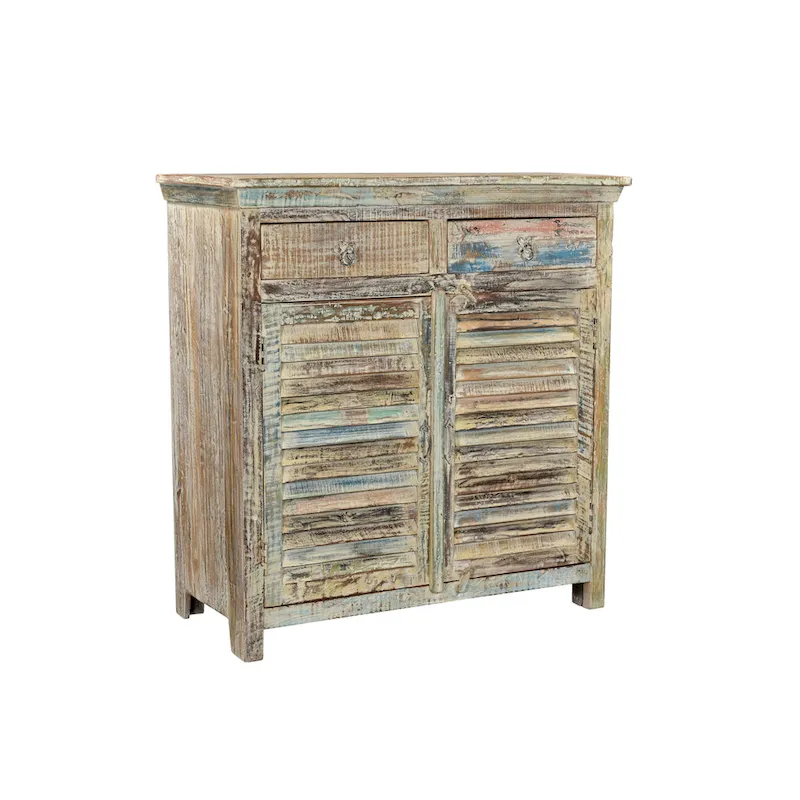 2-Drawer 2-Door Shutter Sideboard, Vintage White