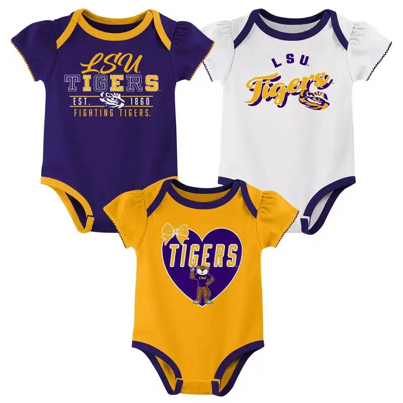 NCAA LSU Tigers Infant Girls' 3pk Bodysuit