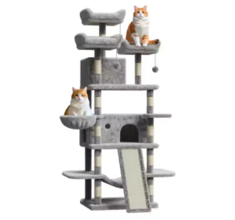 Large Cat Tree Model 2601, Plush & Sisal & Paper Tube,