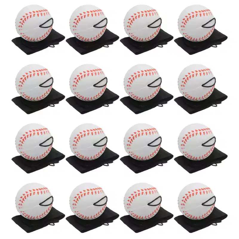 Unique Bargains Rubber Rebound Sports Wrist Ball with String for Exercise 16 Pcs White