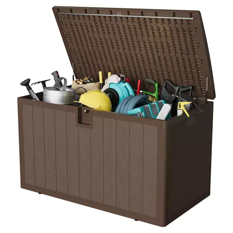 30 Gallon Resin Outdoor Deck Box | Waterproof & Weather Resistant Storage Bin with Lockable Lid | for Patio Cushions, Garden Tools & Pool Accessories