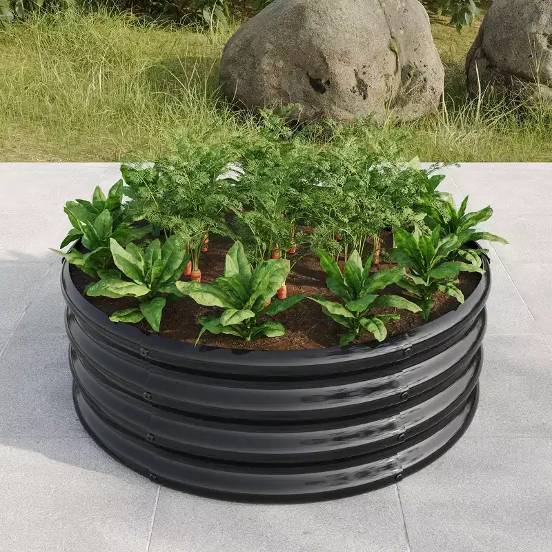 Black Metal Tall Round Raised Garden Bed, 32.08 x 11.4 - Ideal for Vegetables, Flowers, Herbs, and Fruits on Outdoor Backyard Patio