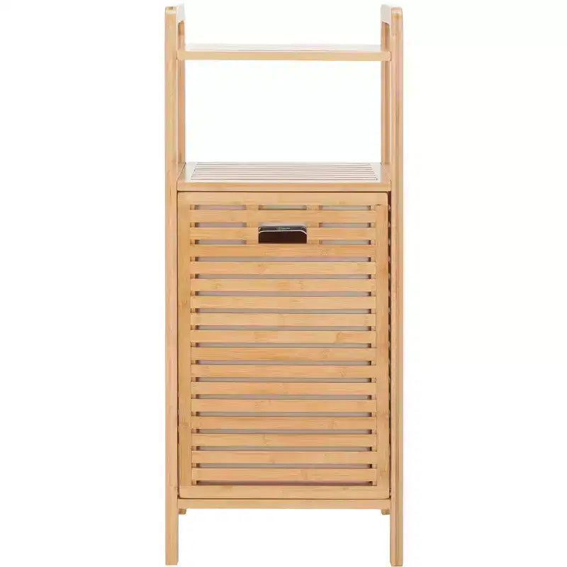 Bamboo Laundry Basket with Shelf - Natural/Beige