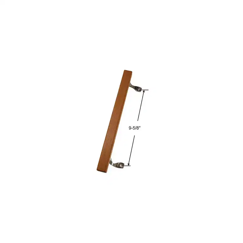 Brixwell Wood Patio Door Handle Wood With Metal Bracket 9-5/8 Hole Centers Sliding Door Hardware With 2 Screws Chrome Plated Finish