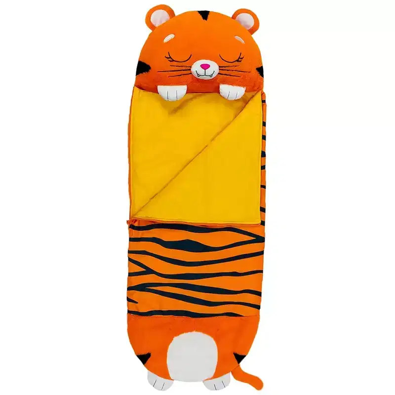 Happy Nappers: Pillow & Sleepy Sack: Medium - Tiger Tobi - 54 x 20, 2-In-1: Plush Animal Opens Into Sleeping Bag, Soft Play & Nap Character, Kids 3+