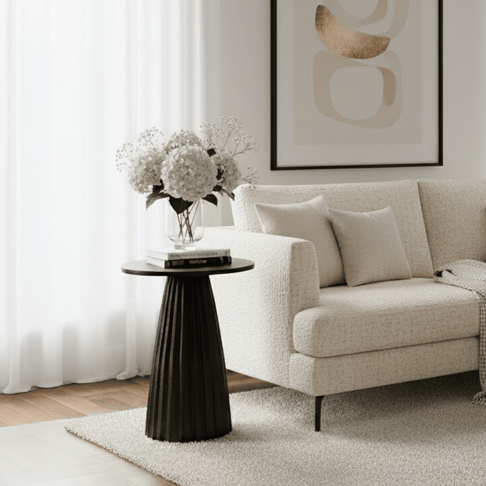 Dark Brown Round Side Table