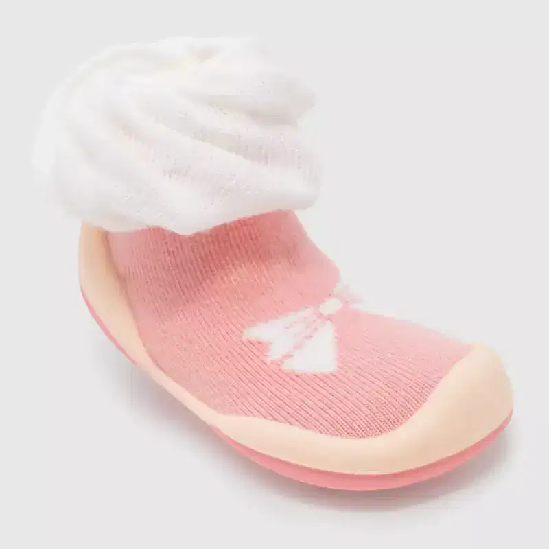 Komuello Baby Girl First Walk Sock Shoes Bow White