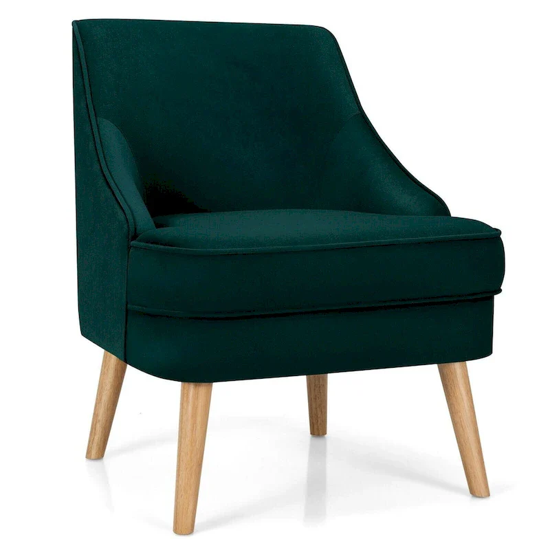 Velvet Accent Chair with Rubber Wood Legs 27" x 25" x 30"