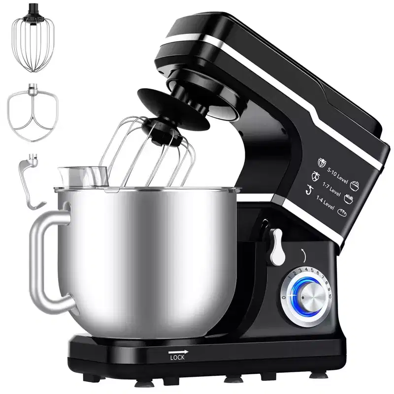 Stand Mixer 6.7 QT 660W - 10 Speed Tilt-Head Food Mixer with Dough Hook/Wire Whip/Beater, 7.5 QT Bowl for Baking Cakes/Cookies/Bread