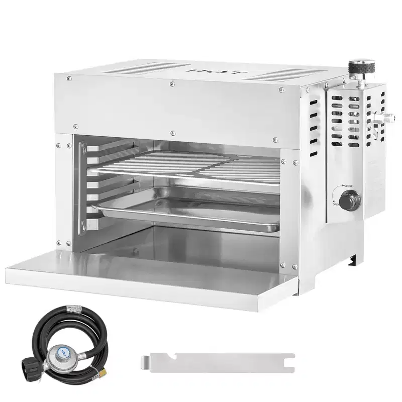 VEVOR Propane Steak Grill, Portable Infrared Broiler, 1500F Stainless Steel Barbecue Infrared Grill with 6-Tier Adjustable Rack, Silver