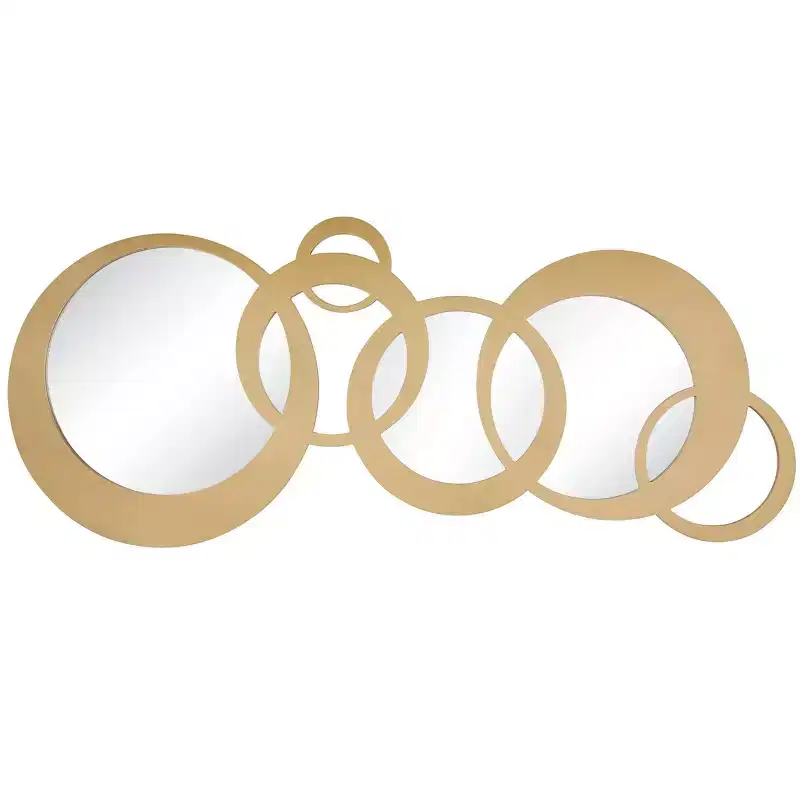 23x56 Wooden Geometric Circles Wall Mirror Gold - Olivia & May: Contemporary Style, No Assembly Required