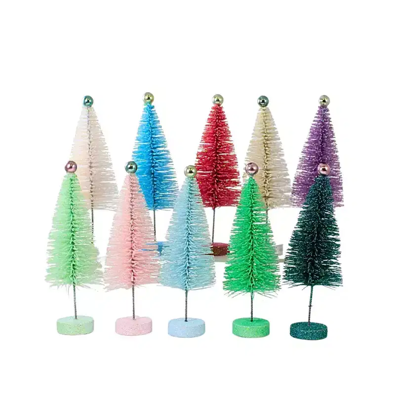 Cody Foster 7.0 Inch Pastel Bottle Brush Trees Set / 10 Easter Tree Ornament Set , Spring Decor Decor Mantle Decorate Easter (10PC)