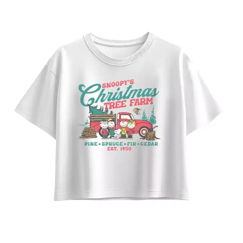 Girls' - Peanuts - Tree Farm Short Sleeve Boxy Graphic T-Shirt
