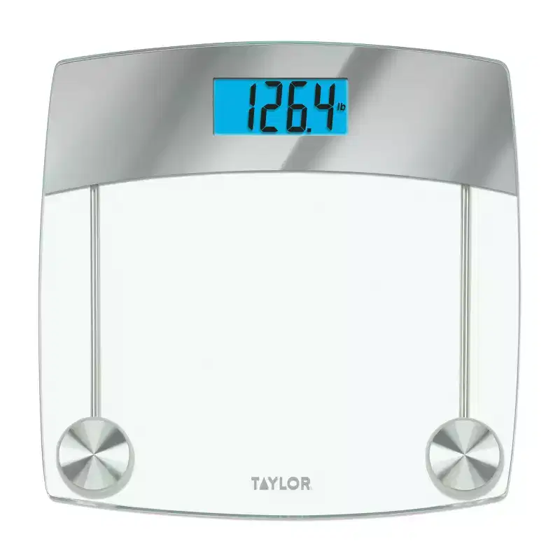 Taylor Precision Products Digital Glass Bathroom Scale with Stainless Steel Accents, 440-Lb. Capacity