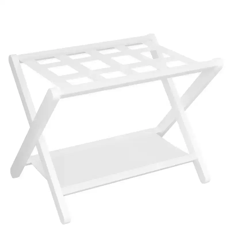Narwey Luggage Rack, Folding Suitcase Stand with Storage Shelf, Heavy-Duty Luggage Holder for Guest Room Bedroom Hotel