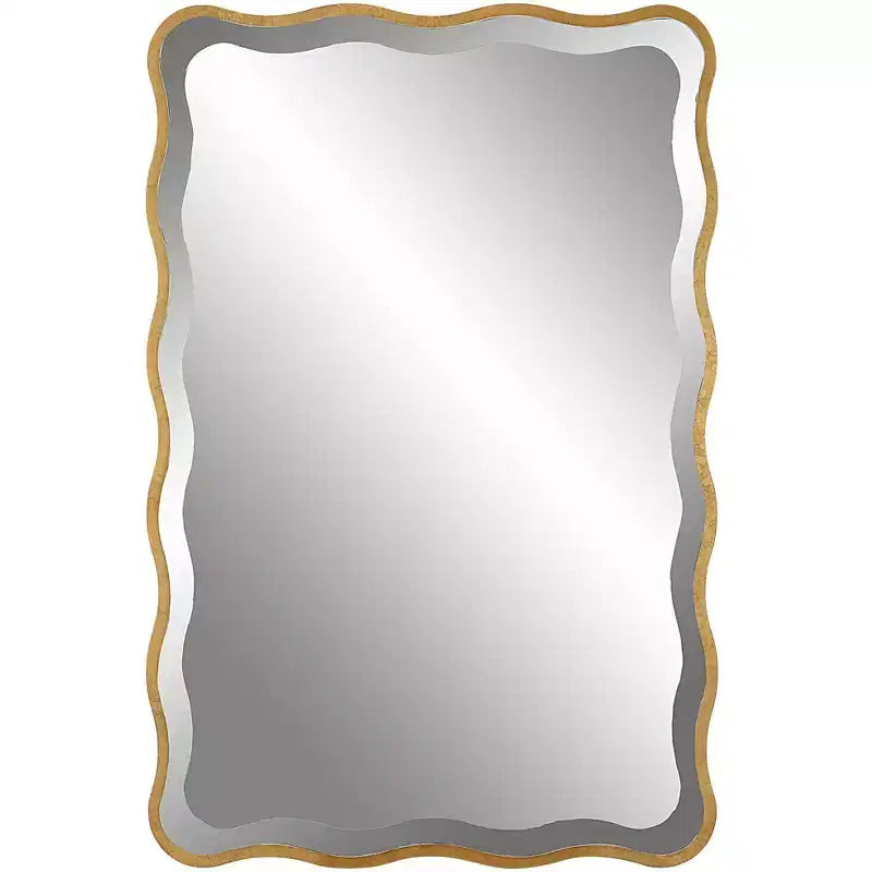 36 x 24 Scalloped Wood Gold Wall Mirror