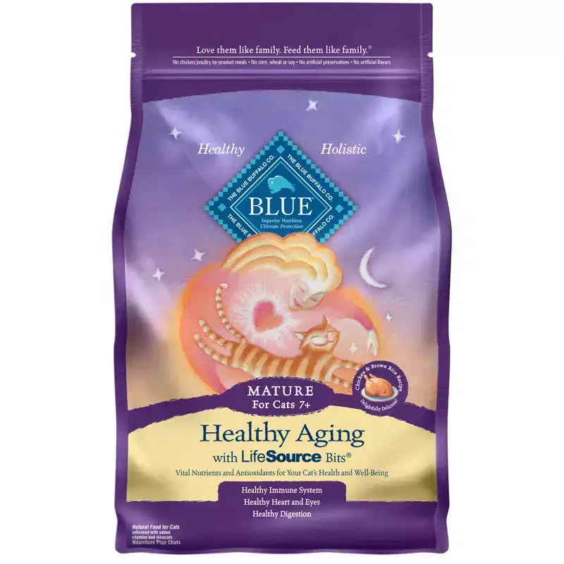 Blue Buffalo Healthy Aging with Chicken & Brown Rice Mature Premium Senior Dry Cat Food - 5lbs
