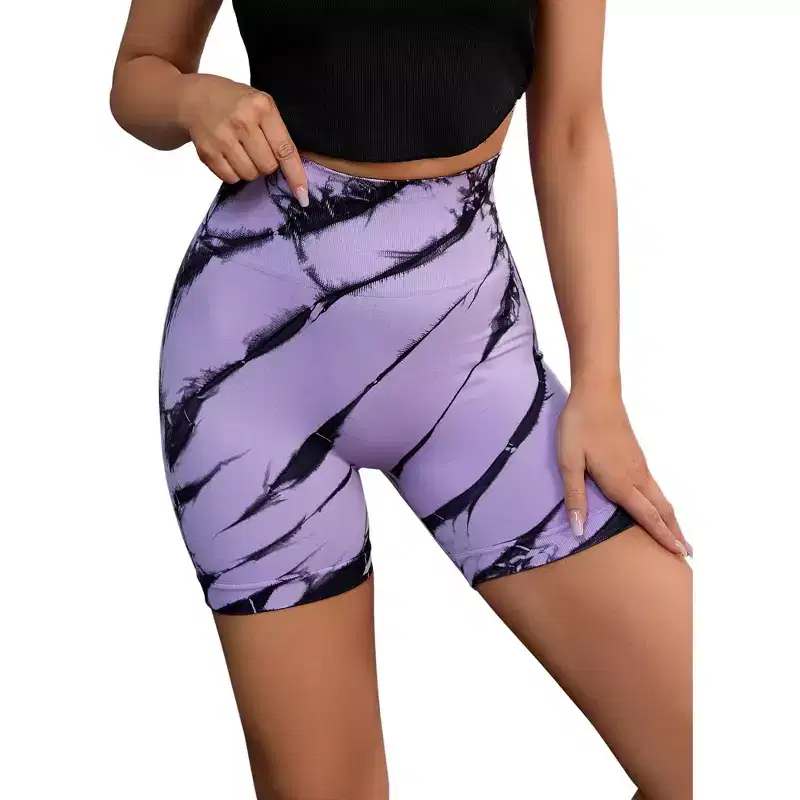 INSPIRE CHIC Women's Tie Dye High Waist Workout Running Fitness Thigh Slimmers