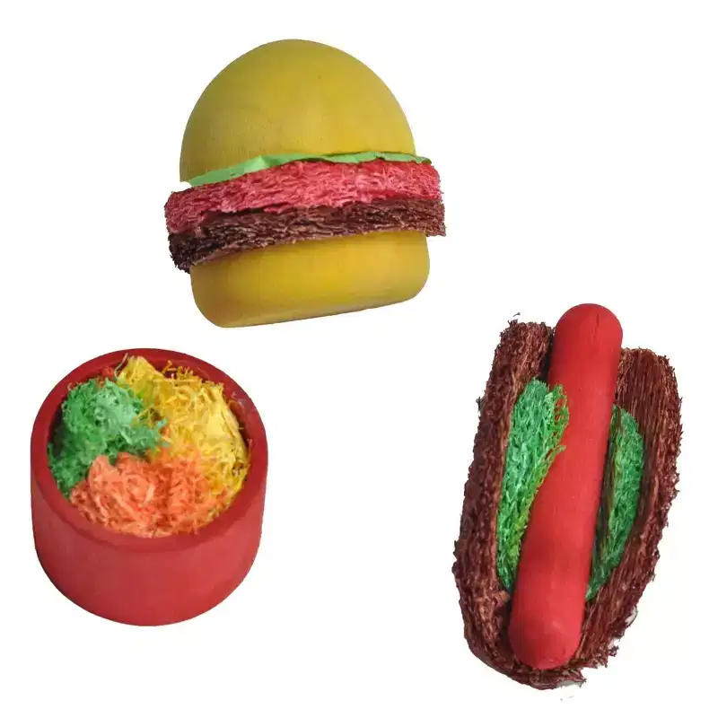 A&E Cage Company Guinea Pig, Rabbit, Gerbil, Mouse, Chinchilla, Ferret, Hamster and Rat Summer Cookout Wood & Loofah Interactive Toy