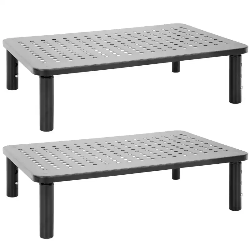 Mount-It! Metal Monitor Riser 2-Pack | Height Adjustable Computer Display and Laptop Stand for Desktop | Fits Up to 32 Screens, 44 Lbs. Capacity