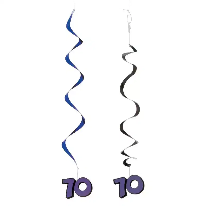 70th Birthday Hanging Swirl Decorations - 5 Pc.