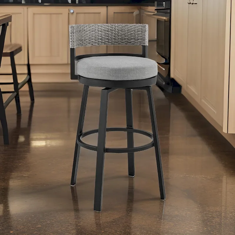 30-Inch Modern Outdoor Patio Swivel Bar Stool &mdash; Aluminum, Gray, Black
