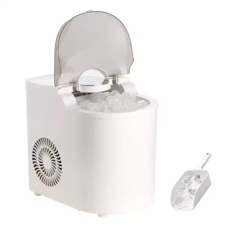 VEVOR Countertop Ice Maker, 7 Cubes Ready in 6 Mins, 26 lbs per Day, Self-Cleaning Portable Machine with Ice Scoop&2 Sizes Bullet Ices, White