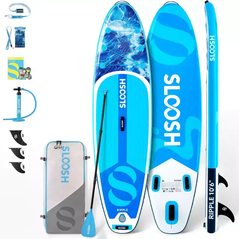 SLOOSH 126'' Ripple Inflatable Stand Up Paddle Board SUP with Premium Accessories, Non-Slip EVA Deck, Bag Included for Youth & Adults Water Adventure