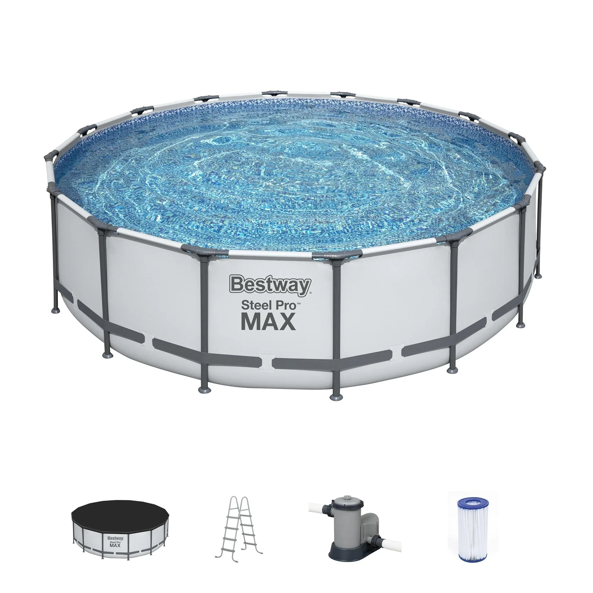 Bestway Steel Pro MAX Round Above Ground Swimming Pool with Pump & Cover
